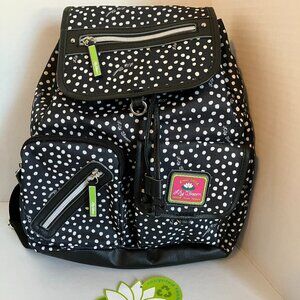 Lily Bloom Dancing Dots Black Riley Back Pack Recycled $75 New.
